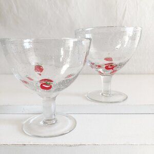 Apple Bubble Glass Footed Goblets